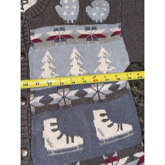 Rare Vintage Northern Reflections Winter Cardigan Sweater Polar Bear Skater L - Picture 13 of 16